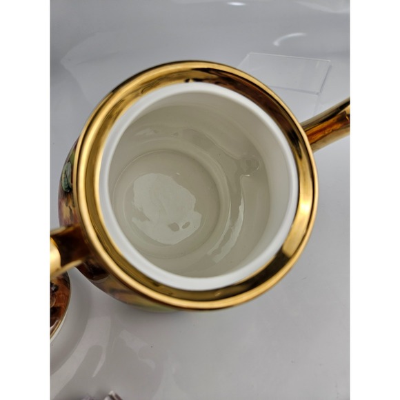 Royal Winton Evesham Teapot Bone China England Gold Trim Signed - Picture 7 of 12